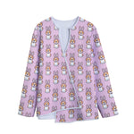 Bunny Corgi Pattern Print Long Sleeve Short Coat