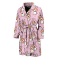 Bunny Corgi Pattern Print Men's Bathrobe