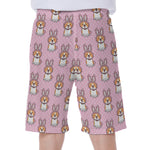 Bunny Corgi Pattern Print Men's Beach Shorts