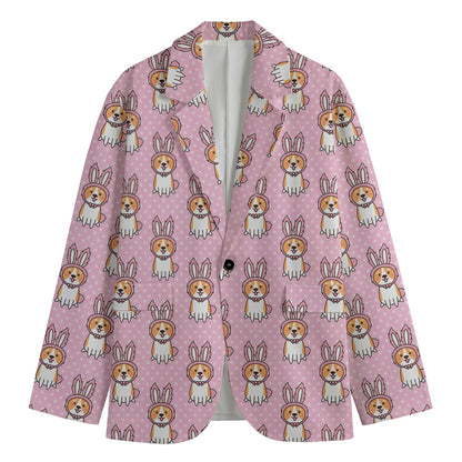 Bunny Corgi Pattern Print Men's Blazer