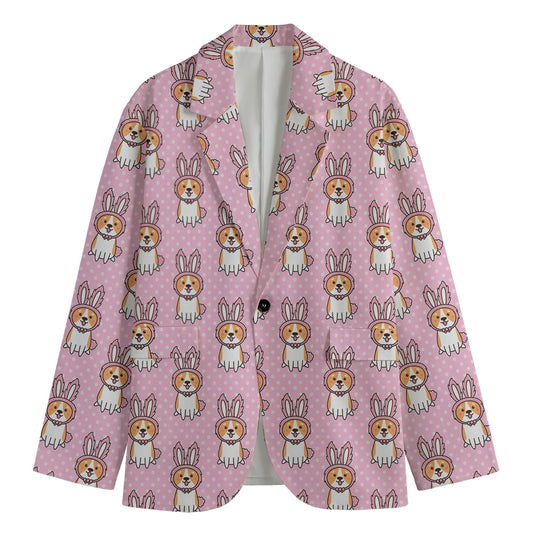 Bunny Corgi Pattern Print Men's Blazer