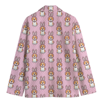 Bunny Corgi Pattern Print Men's Blazer