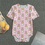 Bunny Corgi Pattern Print Men's Bodysuit