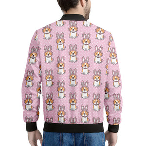 Bunny Corgi Pattern Print Men's Bomber Jacket