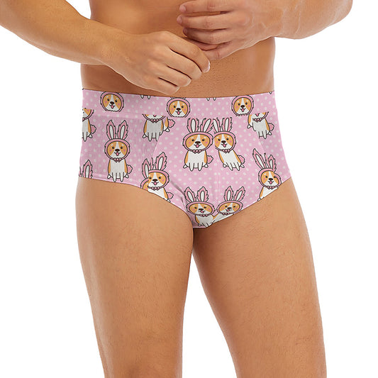 Bunny Corgi Pattern Print Men's Briefs