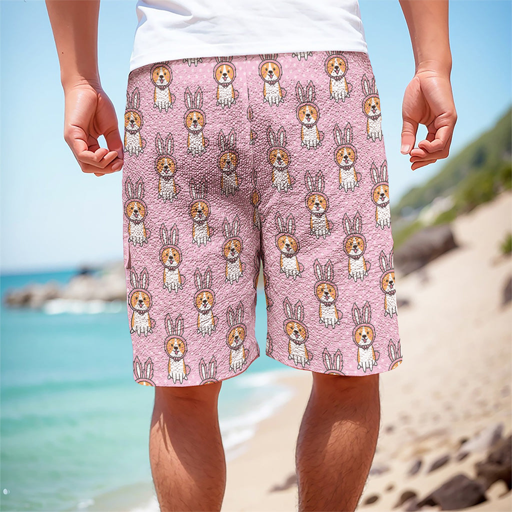 Bunny Corgi Pattern Print Men's Cargo Shorts