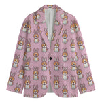 Bunny Corgi Pattern Print Men's Cotton Blazer