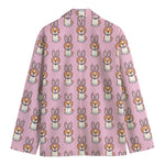 Bunny Corgi Pattern Print Men's Cotton Blazer