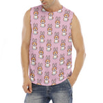 Bunny Corgi Pattern Print Men's Fitness Tank Top
