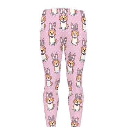 Bunny Corgi Pattern Print Men's leggings
