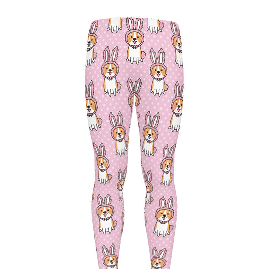 Bunny Corgi Pattern Print Men's leggings