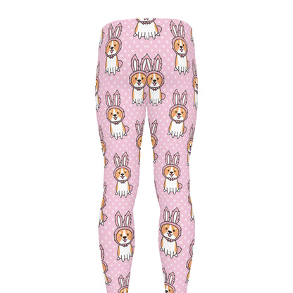 Bunny Corgi Pattern Print Men's leggings