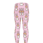 Bunny Corgi Pattern Print Men's leggings