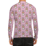 Bunny Corgi Pattern Print Men's Long Sleeve Rash Guard