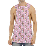 Bunny Corgi Pattern Print Men's Muscle Tank Top