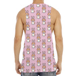 Bunny Corgi Pattern Print Men's Muscle Tank Top