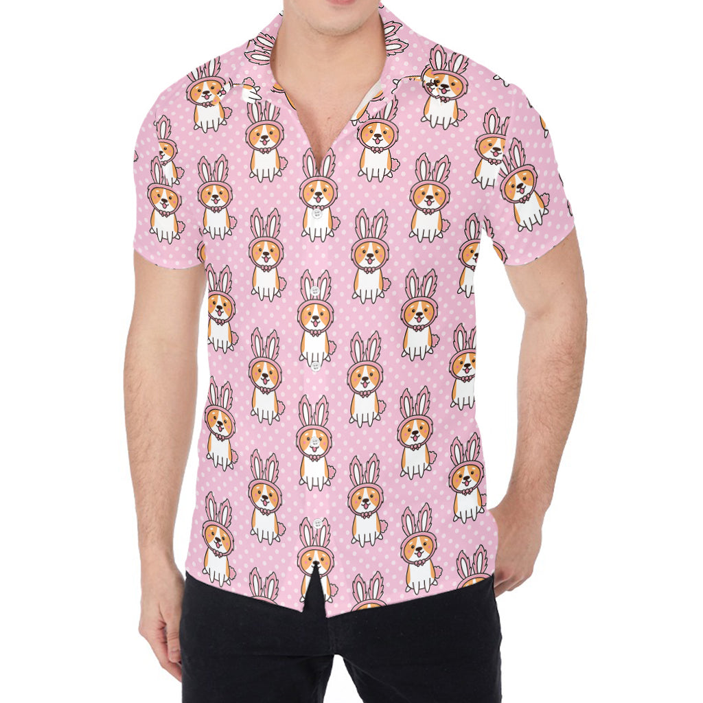 Bunny Corgi Pattern Print Men's Shirt