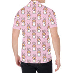 Bunny Corgi Pattern Print Men's Shirt