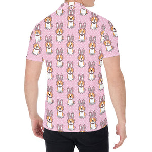 Bunny Corgi Pattern Print Men's Shirt