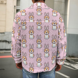 Bunny Corgi Pattern Print Men's Shirt Jacket