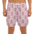 Bunny Corgi Pattern Print Men's Split Running Shorts