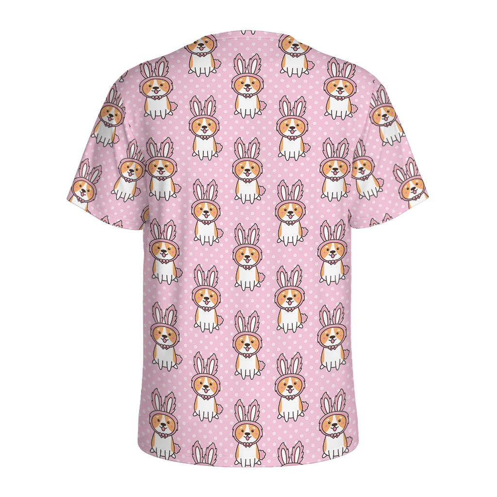 Bunny Corgi Pattern Print Men's Sports T-Shirt