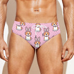 Bunny Corgi Pattern Print Men's Swim Briefs