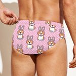 Bunny Corgi Pattern Print Men's Swim Briefs