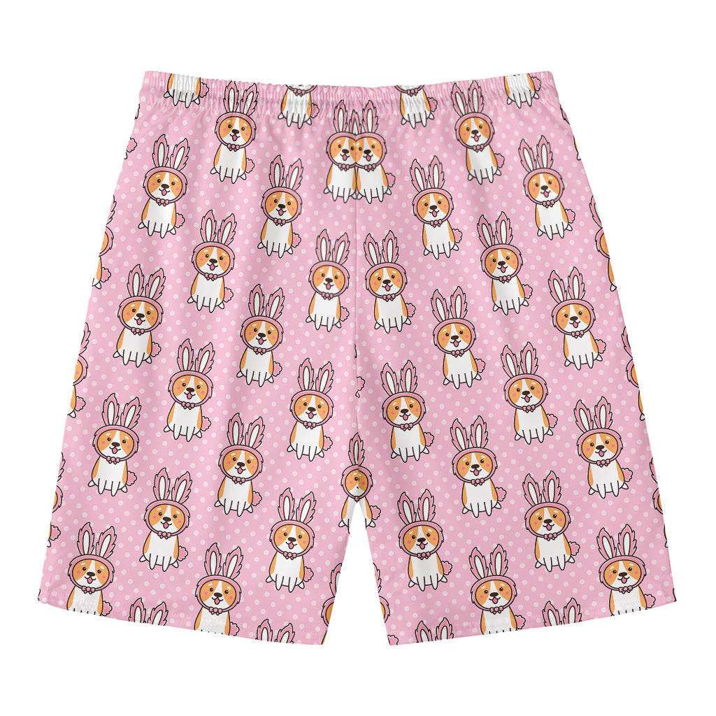 Bunny Corgi Pattern Print Men's Swim Trunks