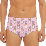 Bunny Corgi Pattern Print Men's Triangle Swim Briefs