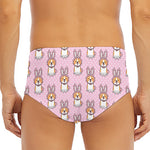 Bunny Corgi Pattern Print Men's Triangle Swim Briefs