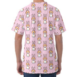 Bunny Corgi Pattern Print Men's Velvet T-Shirt