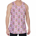 Bunny Corgi Pattern Print Men's Velvet Tank Top