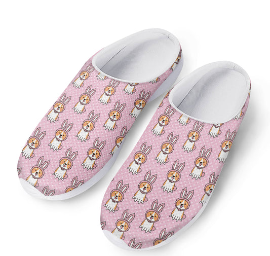 Bunny Corgi Pattern Print Mesh Casual Shoes
