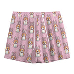 Bunny Corgi Pattern Print Mesh Shorts