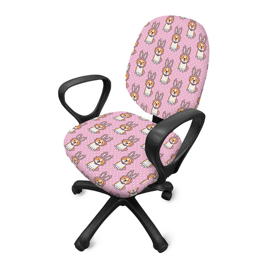 Bunny Corgi Pattern Print Office Chair Cover