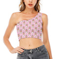 Bunny Corgi Pattern Print One Shoulder Crop Top