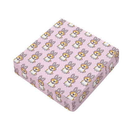Bunny Corgi Pattern Print Outdoor Seat Cushion Cover