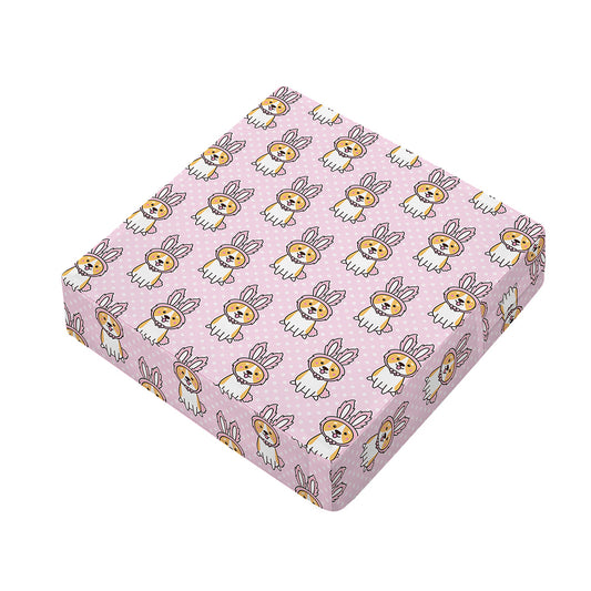 Bunny Corgi Pattern Print Outdoor Seat Cushion Cover