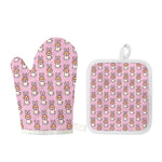 Bunny Corgi Pattern Print Oven Mitt And Pot Holder Set