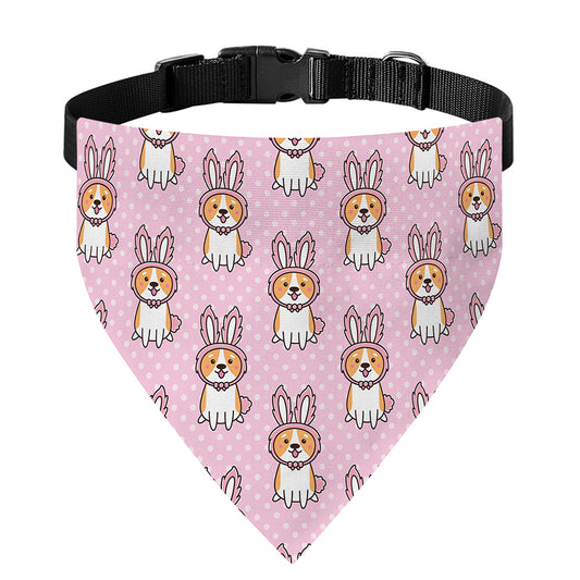 Bunny Corgi Pattern Print Over The Collar Dog Bandana