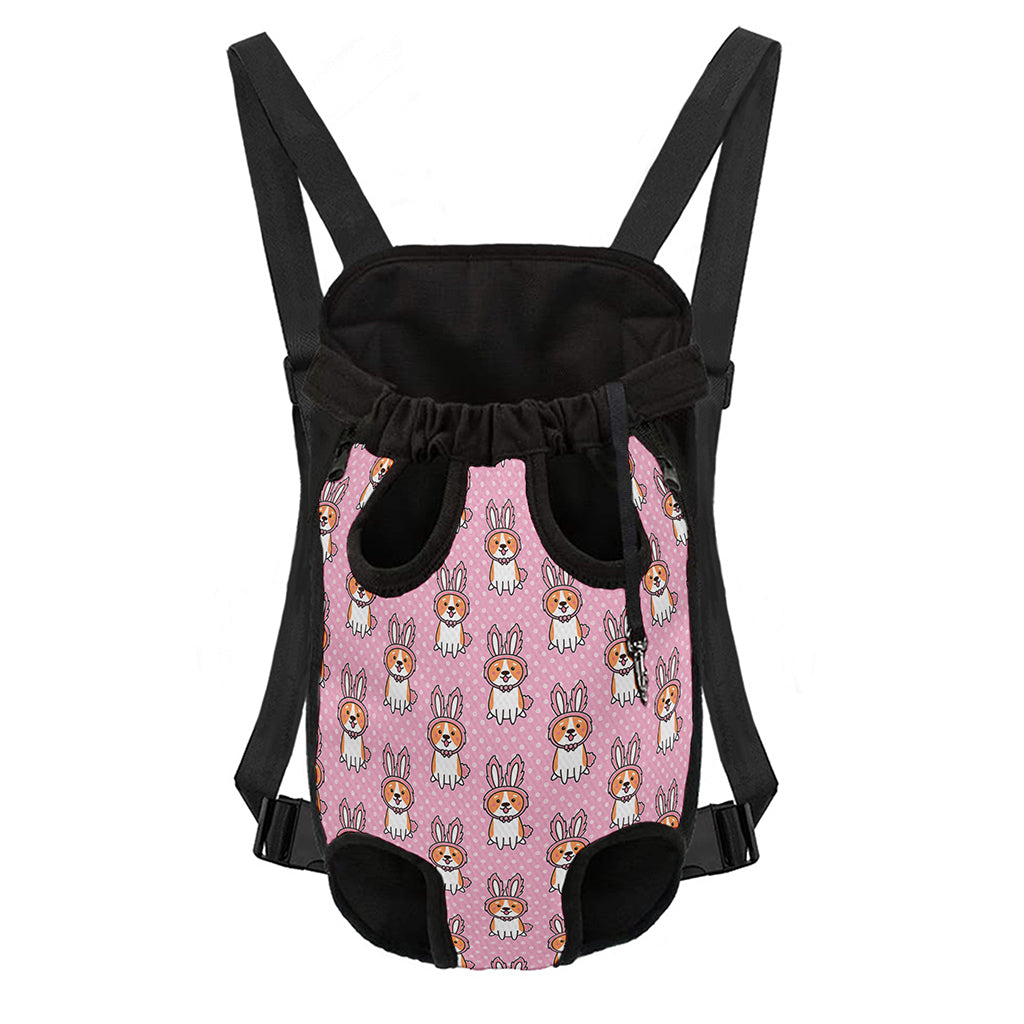 Bunny Corgi Pattern Print Pet Carrier Backpack