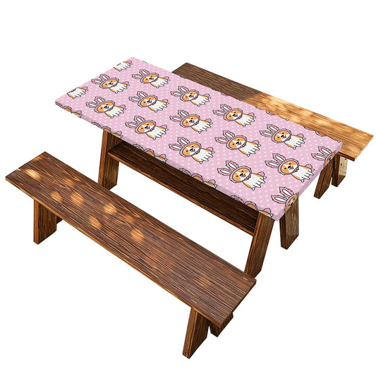 Bunny Corgi Pattern Print Picnic Table Cover