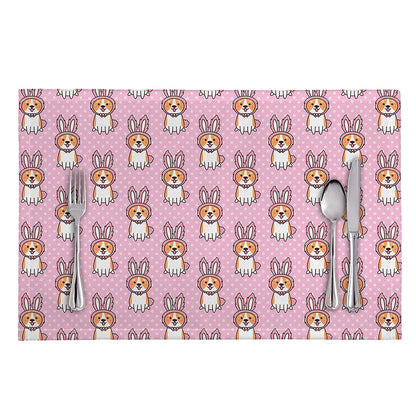 Bunny Corgi Pattern Print Placemat