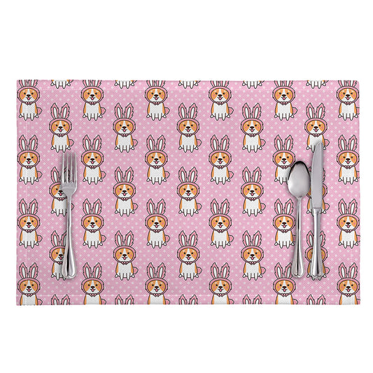 Bunny Corgi Pattern Print Placemat