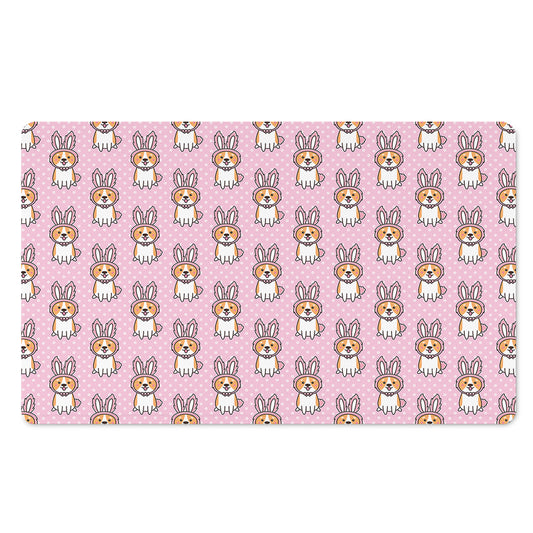 Bunny Corgi Pattern Print Polyester Doormat