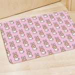 Bunny Corgi Pattern Print Polyester Doormat
