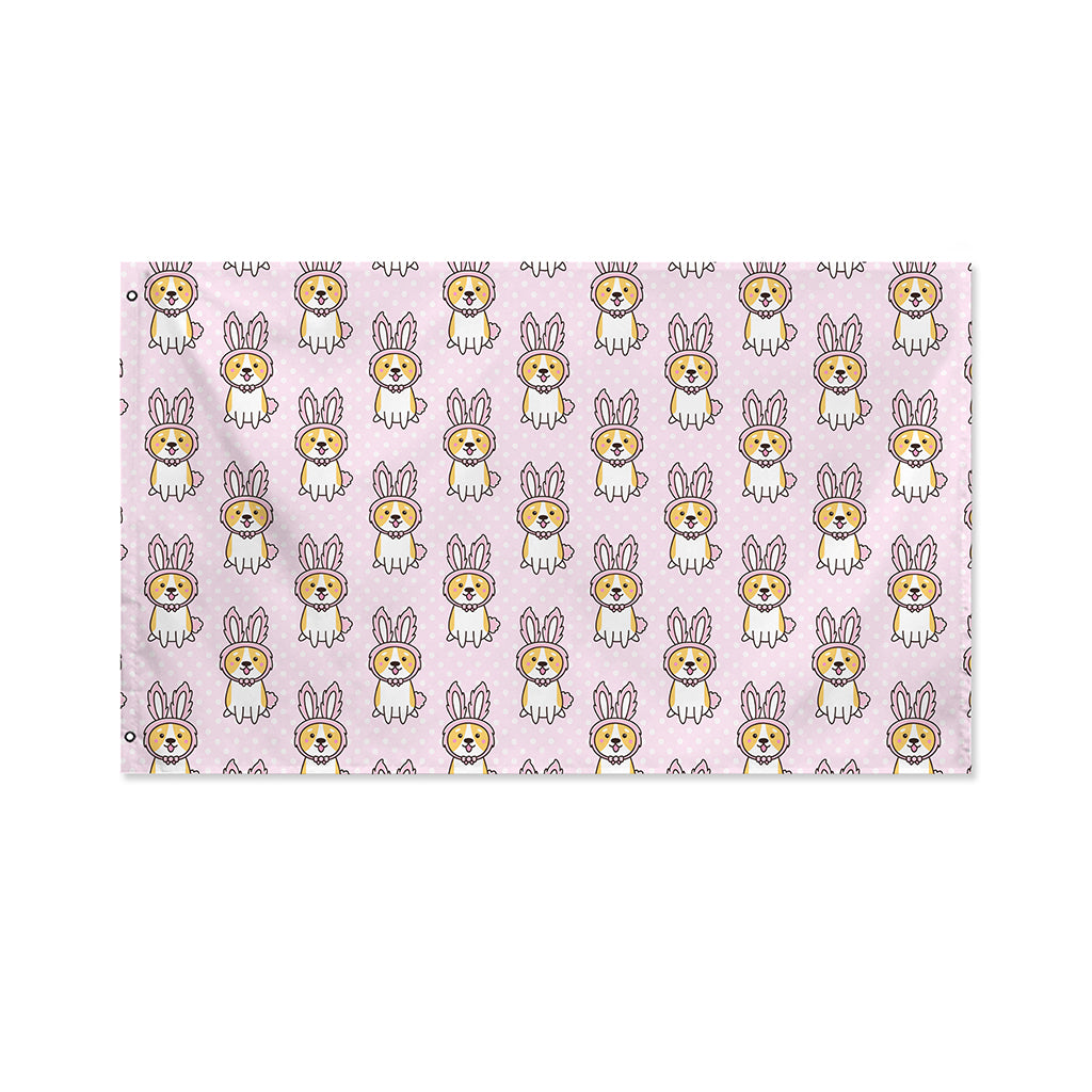 Bunny Corgi Pattern Print Polyester Flag