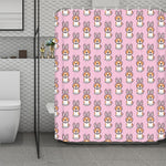 Bunny Corgi Pattern Print Polyester Shower Curtain