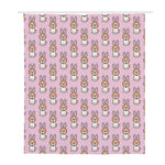 Bunny Corgi Pattern Print Polyester Shower Curtain